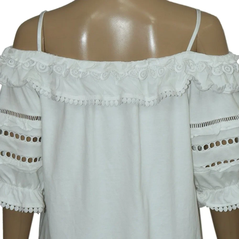 Lilly Pulitzer Brentwood Off-The-Shoulder Top Ruffle White L US ITEM